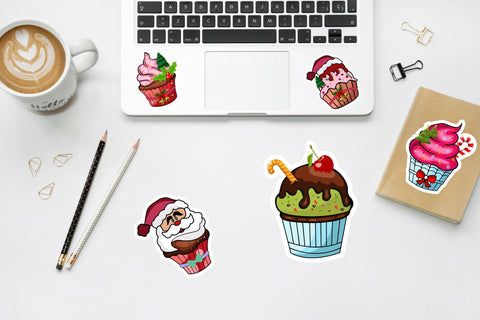 Christmas Cupcake Sticker SVG Bundle SVG Regulrcrative 
