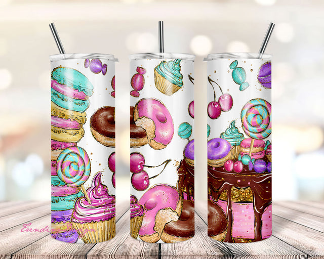 Christmas Cupcake Tumbler Wrap PNG, Candy Canes, Gingerbread, Frosting PNG, 20oz Skinny Tumbler Wrap Sublimation TrendingDesign 