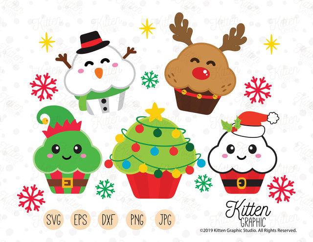Christmas Cupcakes Cliparts PT2 SVG KittenGraphic 