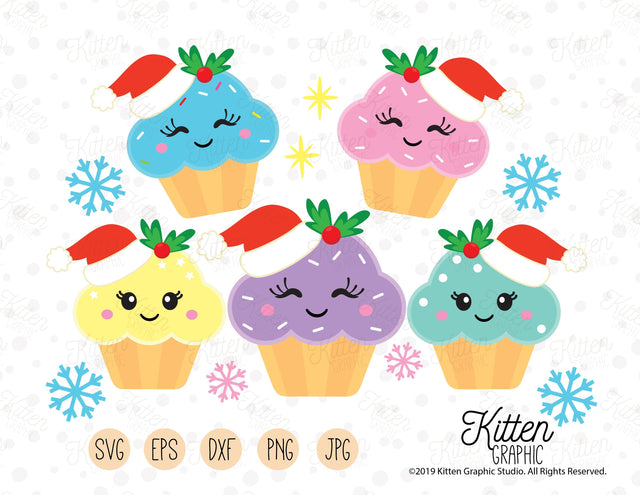 Christmas Cupcakes Cliparts SVG KittenGraphic 