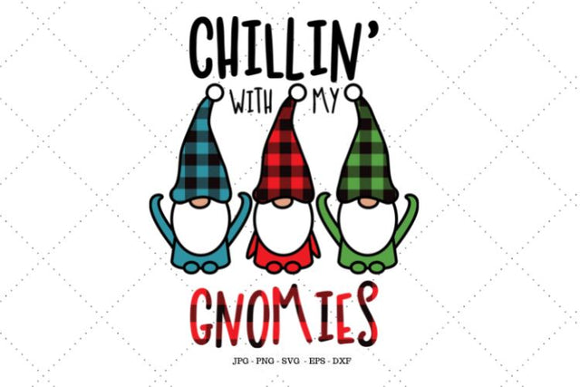 Christmas Cut Files, Christmas Gnome, Christmas Svg Kids, Gnome Svg, Cute Christmas Shirt, Chilling, Buffalo Plaid SVG SVG Digital Designer 