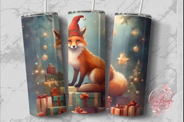Christmas Cute Fox Tumbler wrap Sublimation Luvleigh Digitals 