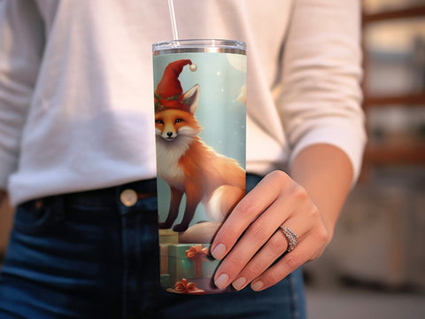Christmas Cute Fox Tumbler wrap Sublimation Luvleigh Digitals 
