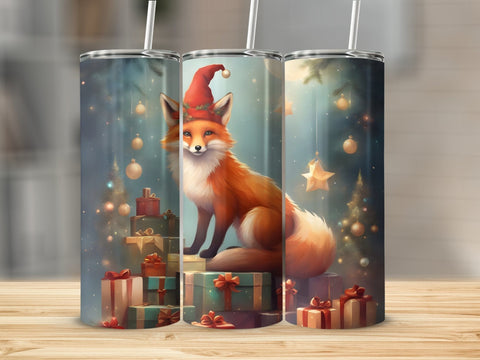 Christmas Cute Fox Tumbler wrap Sublimation Luvleigh Digitals 