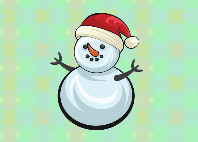 Christmas Cute Little Cheerful Snowman with Red Santa’s Cap. Christmas cute cartoon character. SVG naemmiah021 