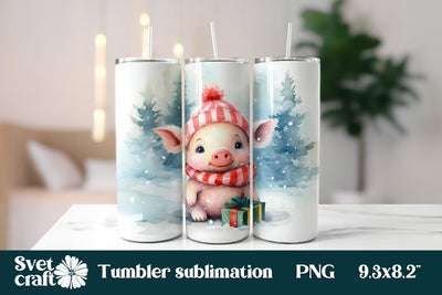 Christmas cute pig sublimation tumbler Sublimation Svetana Studio 