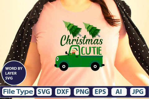 Christmas Cutie SVG Cut File SVGs,quotes-and-sayings,food-drink mini-bundles,print-cut,on-sale Clipart Clip Art Sublimation or Vinyl Shirt Design SVG DesignPlante 503 