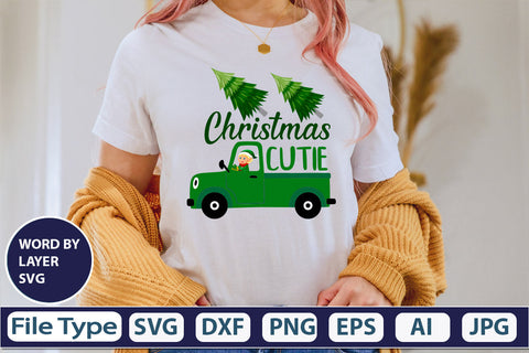 Christmas Cutie SVG Cut File SVGs,quotes-and-sayings,food-drink mini-bundles,print-cut,on-sale Clipart Clip Art Sublimation or Vinyl Shirt Design SVG DesignPlante 503 