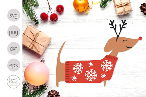 Christmas Dachshund svg, Christmas Dog svg, Winter Dog svg, Dog svg SVG Lynda M Metcalf 