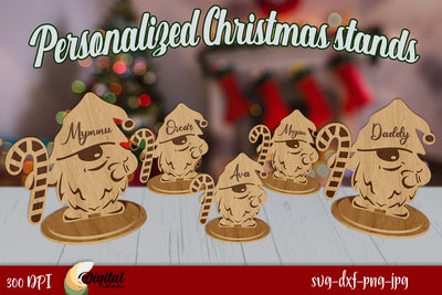 Christmas Decor. Personalized Christmas Stands Laser Cut 3D. SVG Evgenyia Guschina 