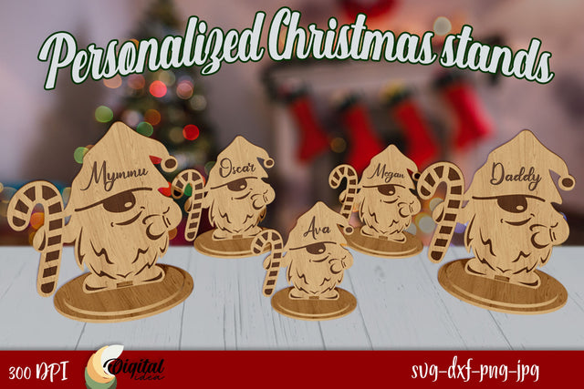 Christmas Decor. Personalized Christmas Stands Laser Cut 3D. SVG Evgenyia Guschina 