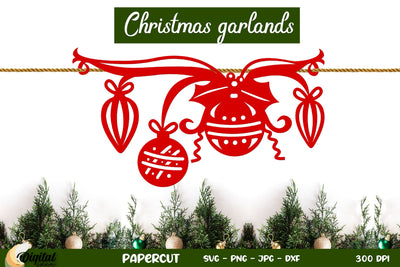 Christmas Decor SVG. 3D Christmas Banners Paper Cut. 3D Paper Evgenyia Guschina 
