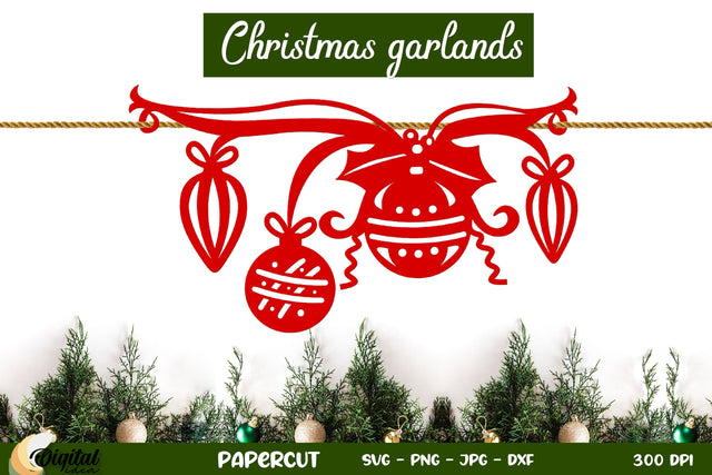 Christmas Decor SVG. 3D Christmas Banners Paper Cut. 3D Paper Evgenyia Guschina 