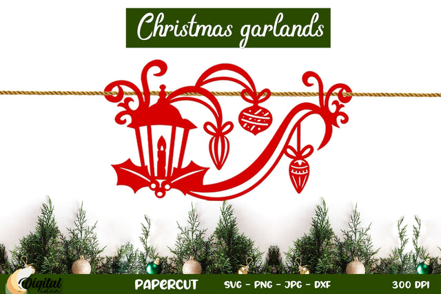 Christmas Decor SVG. Christmas Paper Banners Paper Cut. 3D Paper Evgenyia Guschina 