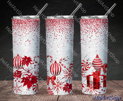 Christmas Decor TumblerPNG | Red Glitter Sublimation Tumbler Sublimation _HelArtShop_ 