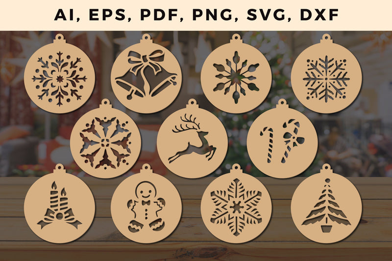 CHRISTMAS Decorations Bundle SVG File, laser cut svg - So Fontsy