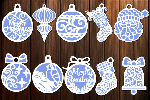 Christmas Decorations Ornaments Baubles Toys Template SVG SVG Yuliya 