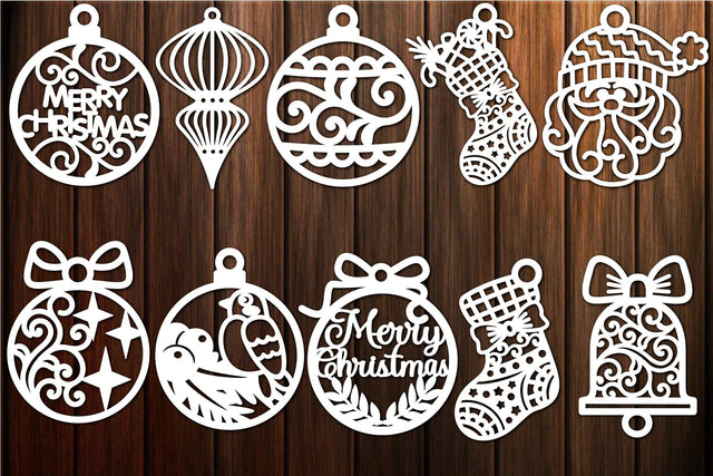 Christmas Decorations Ornaments Baubles Toys Template SVG SVG Yuliya 
