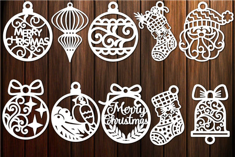 Christmas Decorations Ornaments Baubles Toys Template SVG SVG Yuliya 