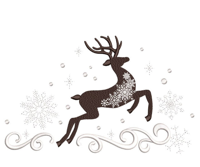 Christmas Deer Embroidery Design, 6 sizes, Instant Download Embroidery/Applique DESIGNS Nino Nadaraia 
