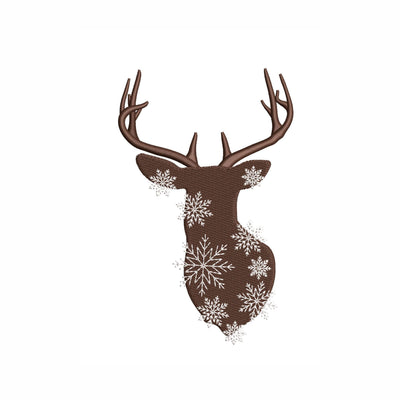 Christmas deer machine embroidery design, Snowflakes embroidery design, 4 sizes, Instant download Embroidery/Applique DESIGNS Nino Nadaraia 