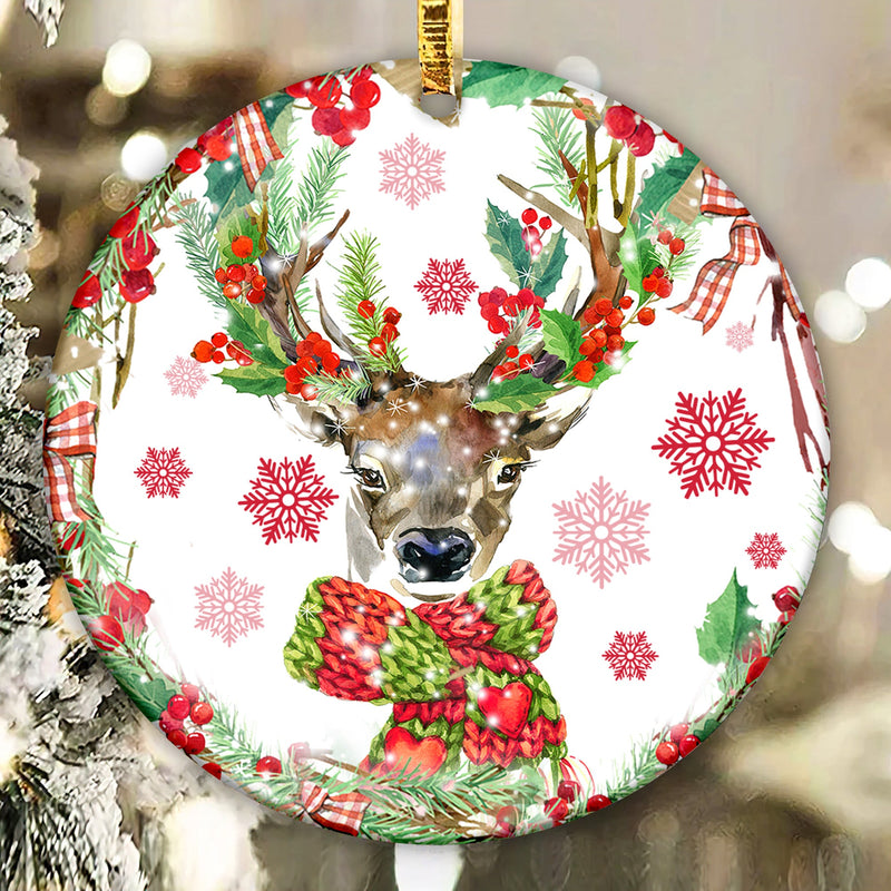 Christmas Deer Ornament Png, Round Christmas Ornament, PNG Instant ...