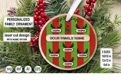Christmas Deer Ornament SVG . Christmas Family SVG Ornament. SVG Samaha Design 