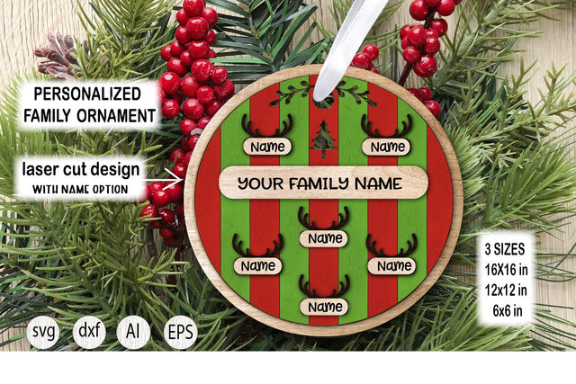 Christmas Deer Ornament SVG . Christmas Family SVG Ornament. SVG Samaha Design 