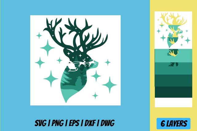 Christmas Deer Shadow Box SVG SvgOcean 