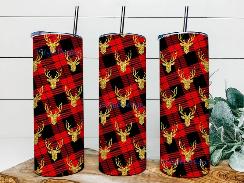 Christmas Deer Sublimation PNG, 20oz Skinny Tumbler, Sublimation Designs, Tumbler Wrap, Coffee Tumbler Template, Digital Download Sublimation iStyleDesign 