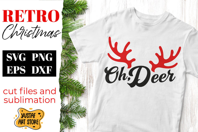 Christmas Deer SVG design "Oh, Deer" quote SVG Yustaf Art Store 