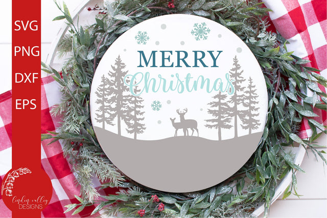 Christmas Deer SVG-Round Sign Christmas SVG SVG Linden Valley Designs 
