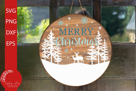 Christmas Deer SVG-Round Sign Christmas SVG SVG Linden Valley Designs 