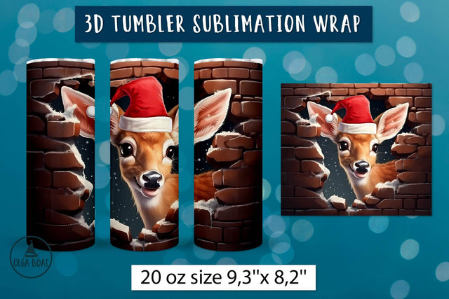 Christmas deer tumbler | Cute christmas animals Sublimation Olga Boat Design 