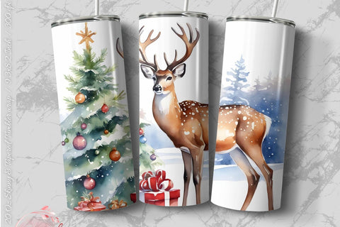Christmas Deer Tumbler PNG Sublimation Luvleigh Digitals 