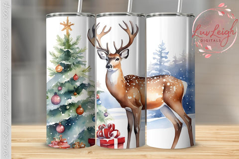 Christmas Deer Tumbler PNG Sublimation Luvleigh Digitals 