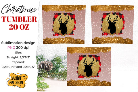 Christmas deer tumbler sublimation shine glitter design Sublimation Yustaf Art Store 