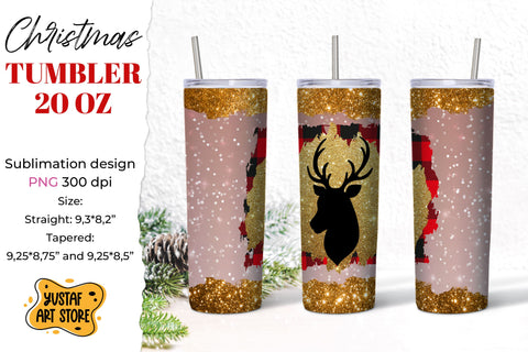 Christmas deer tumbler sublimation shine glitter design Sublimation Yustaf Art Store 