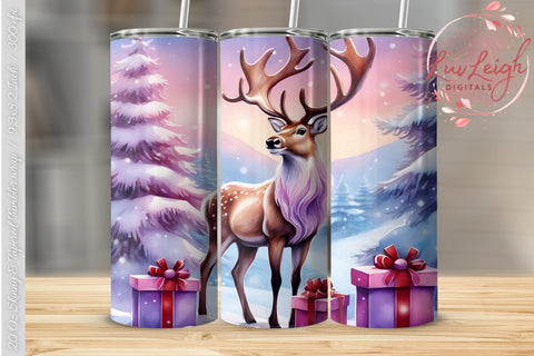 Christmas Deer Tumbler wrap PNG Sublimation Luvleigh Digitals 