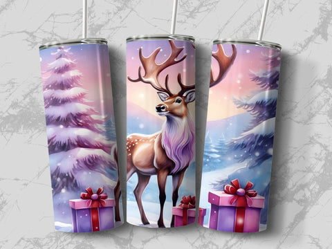 Christmas Deer Tumbler wrap PNG Sublimation Luvleigh Digitals 