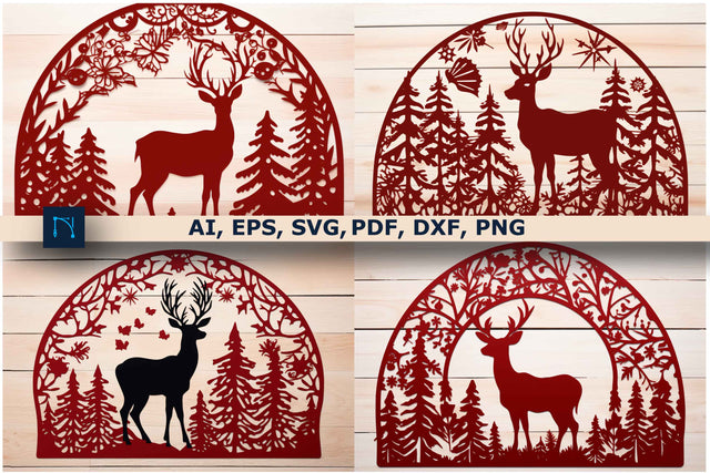 Christmas Deer with Tree SVG Bundle SVG MD JOYNAL ABDIN 