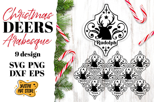 Christmas Deers Arabesque SVG bundle. 9 design SVG Yustaf Art Store 
