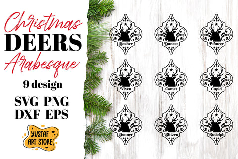 Christmas Deers Arabesque SVG bundle. 9 design SVG Yustaf Art Store 