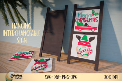 Christmas Design Laser Cut. Hanging Interchangeable Sign Laser Cut SVG Evgenyia Guschina 