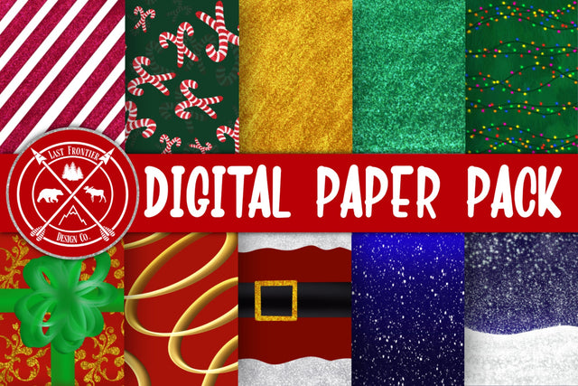 Christmas Digital Paper Pack Digital Pattern Last Frontier Design Co. 