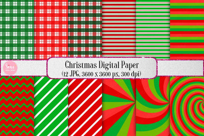 Christmas Digital Papers Backgrounds Set Digital Pattern SineDigitalDesign 