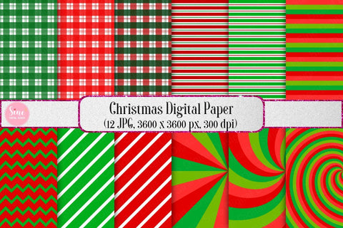 Christmas Digital Papers Backgrounds Set Digital Pattern SineDigitalDesign 