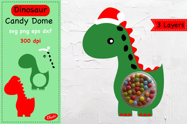 Christmas Dinosaur Candy Dome SVG. Ornament Candy Holder SVG SVG Olga Terlyanskaya 