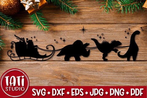 Christmas Dinosaur sleigh ride cut file | Christmas SVG SVG TatiStudio 