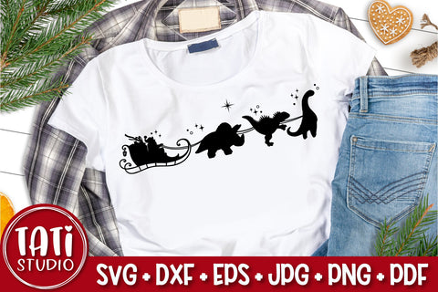 Christmas Dinosaur sleigh ride cut file | Christmas SVG SVG TatiStudio 